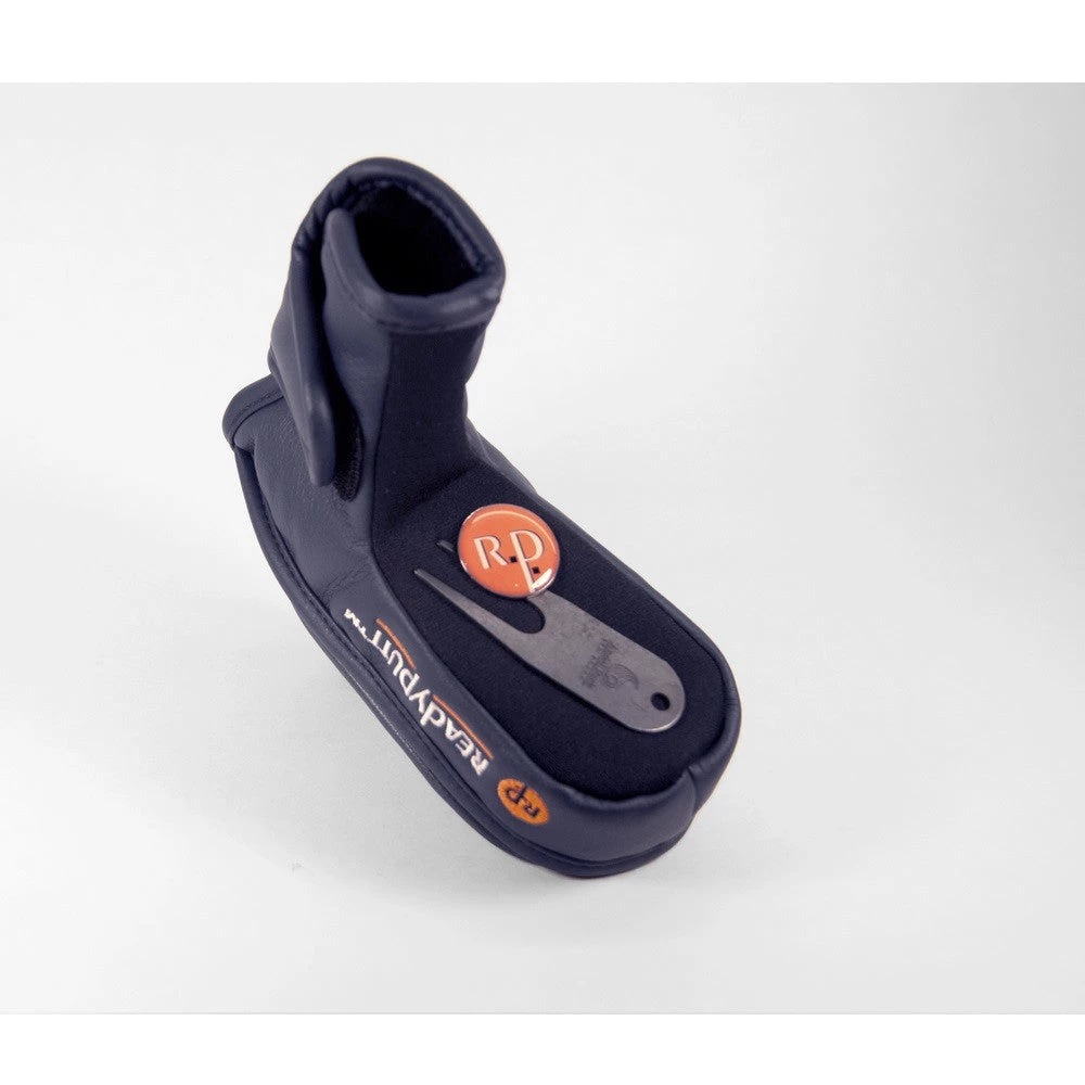 ReadyPutt Blade Mid-Mallet Putter Head Cover With Ball Cleaner - Navy Blue - Image 2